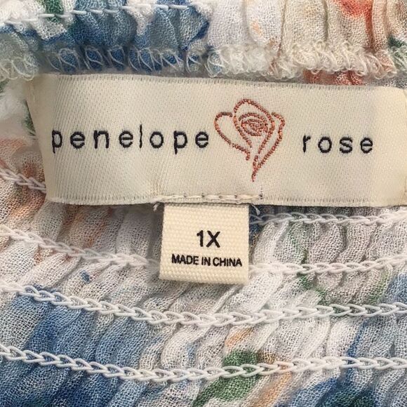 Penelope Rose White Blue Peach Floral V Neck Tiered Maxi Tank Dress NEW - Picture 15 of 16